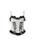 NO ROMANCE Dark Punk Lace Dot Corset Bustier Gothic Off Shoulder Top