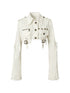 Street Punk Distressed Washed Cropped Striped Jacket Spring Coat