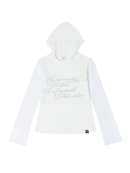Slim Fit Hooded Round Neck Printed Patchwork T-Shirt