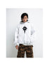 Peoplesense Unisex Black Embroidered Loose Hooded Sweatshirt Retro Style