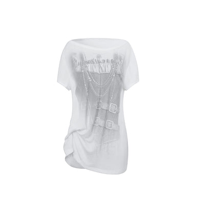 Doublepunch Punk Knit Sleeveless Tee With Digital Print T-Shirt