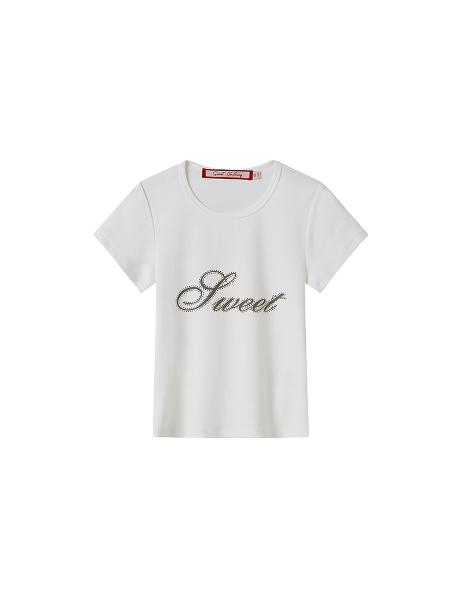 SweetChilling Sparkly Rhinestone Fitted T-Shirt