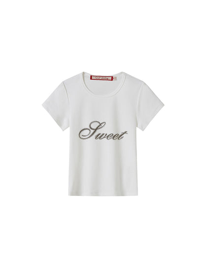 SweetChilling Sparkly Rhinestone Fitted T-Shirt