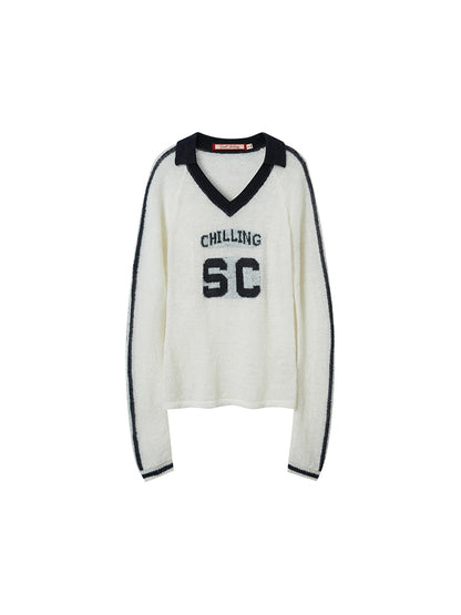 SweetChilling Mohem Sweater American Campus Style Sporty Knit Top
