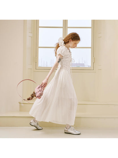 DIDDI MODA Elegant Lace French Waist Tea Dress