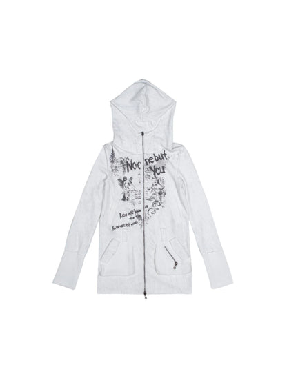 Punk Print Hooded Sweatshirt Spring Women Long Sleeve Top