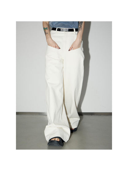 Peoplesense Classic White Cotton Wide Leg Jeans Relaxed Fit For Everyday Comfort