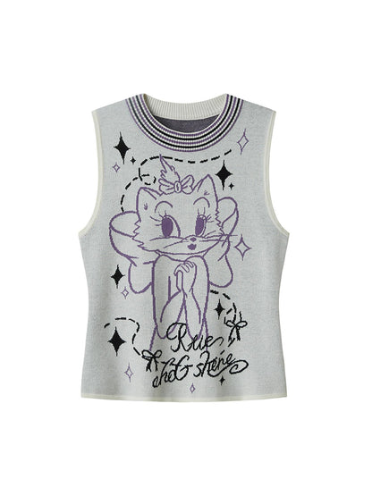 DIDDI MODA Spotted Dog Knit Vest And Tee Set