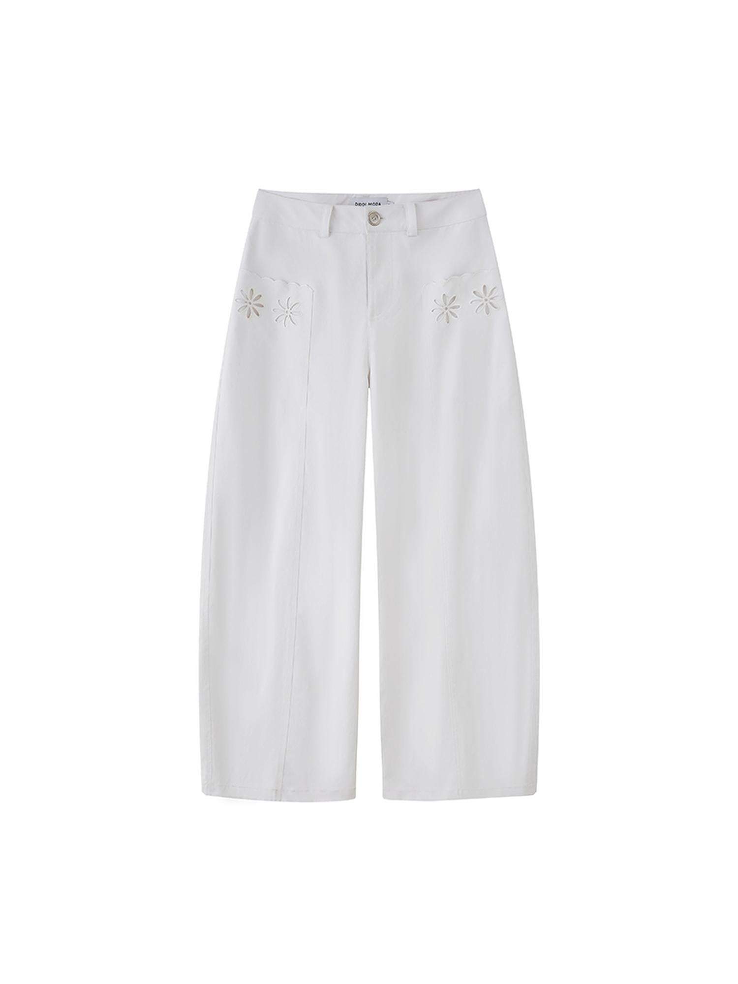 DIDDI MODA Laser Cut Floral Embroidered Curve Jeans