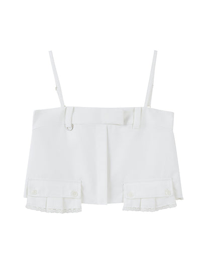 DIDDI MODA Oversized H Silhouette Waistband Short Jumpsuit With Lace Hem