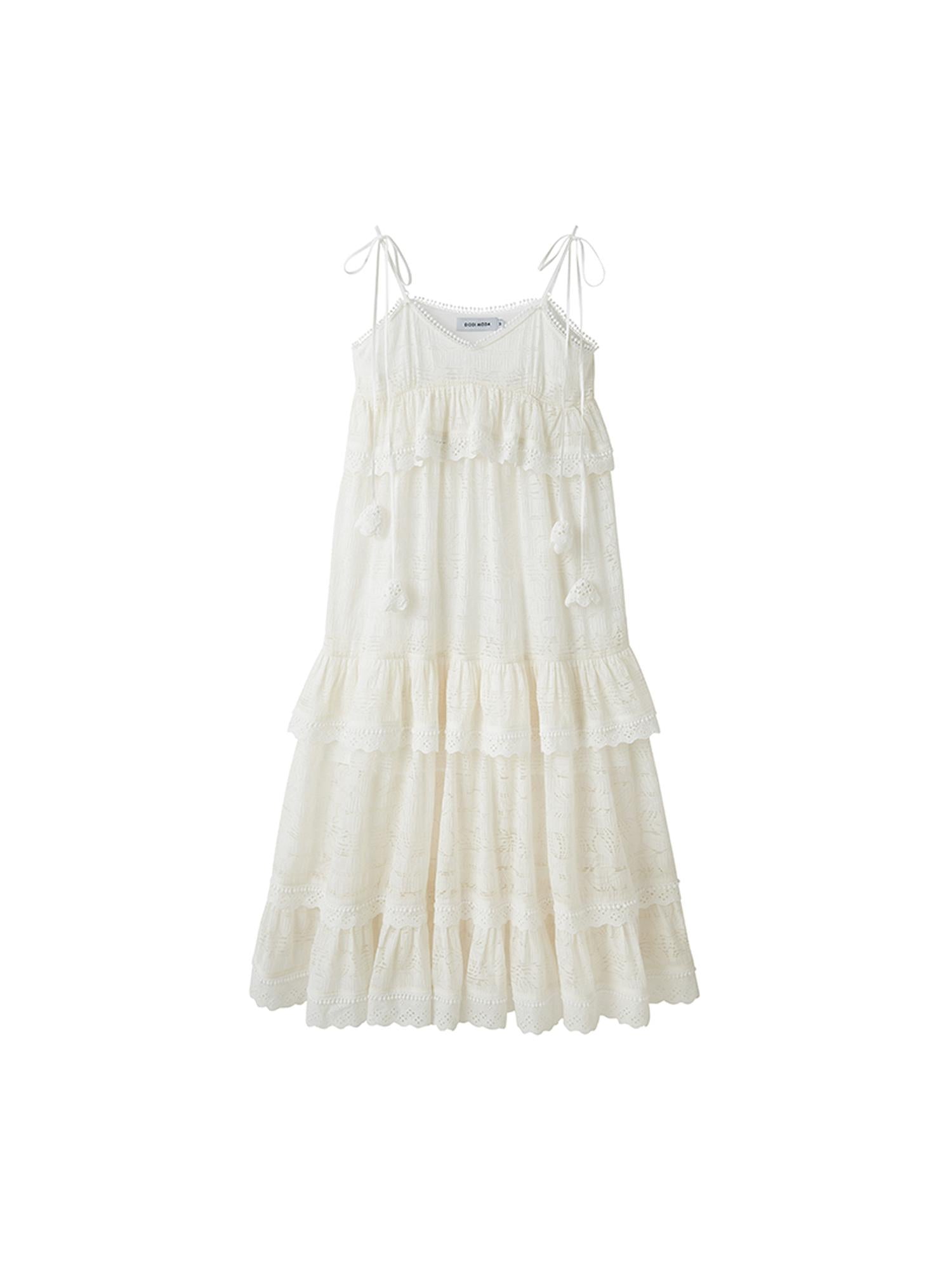 DIDDI MODA Floral Lace Tiered Bell Dress For Vacation