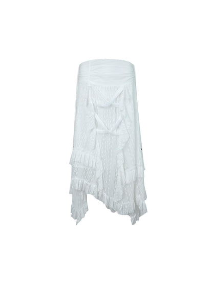 DoublePunch Bohemian Punk Asymmetric Hem Low Waist Flared Mini Skirt
