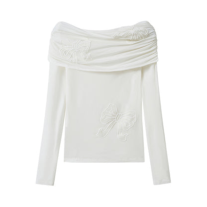 DIDDI MODA Butterfly Cutout Bow Off Shoulder Top