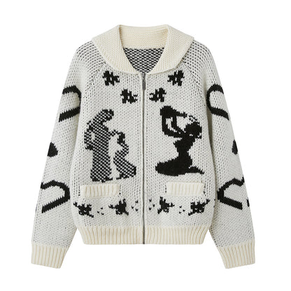 DIDDI MODA Fair Isle Classic Print Cardigan
