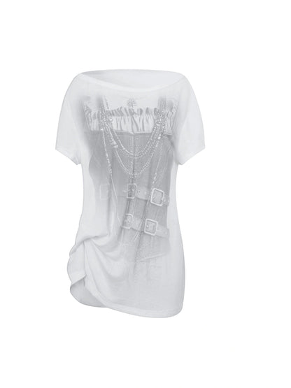 Punk Knit Sleeveless Tee With Digital Print T-Shirt