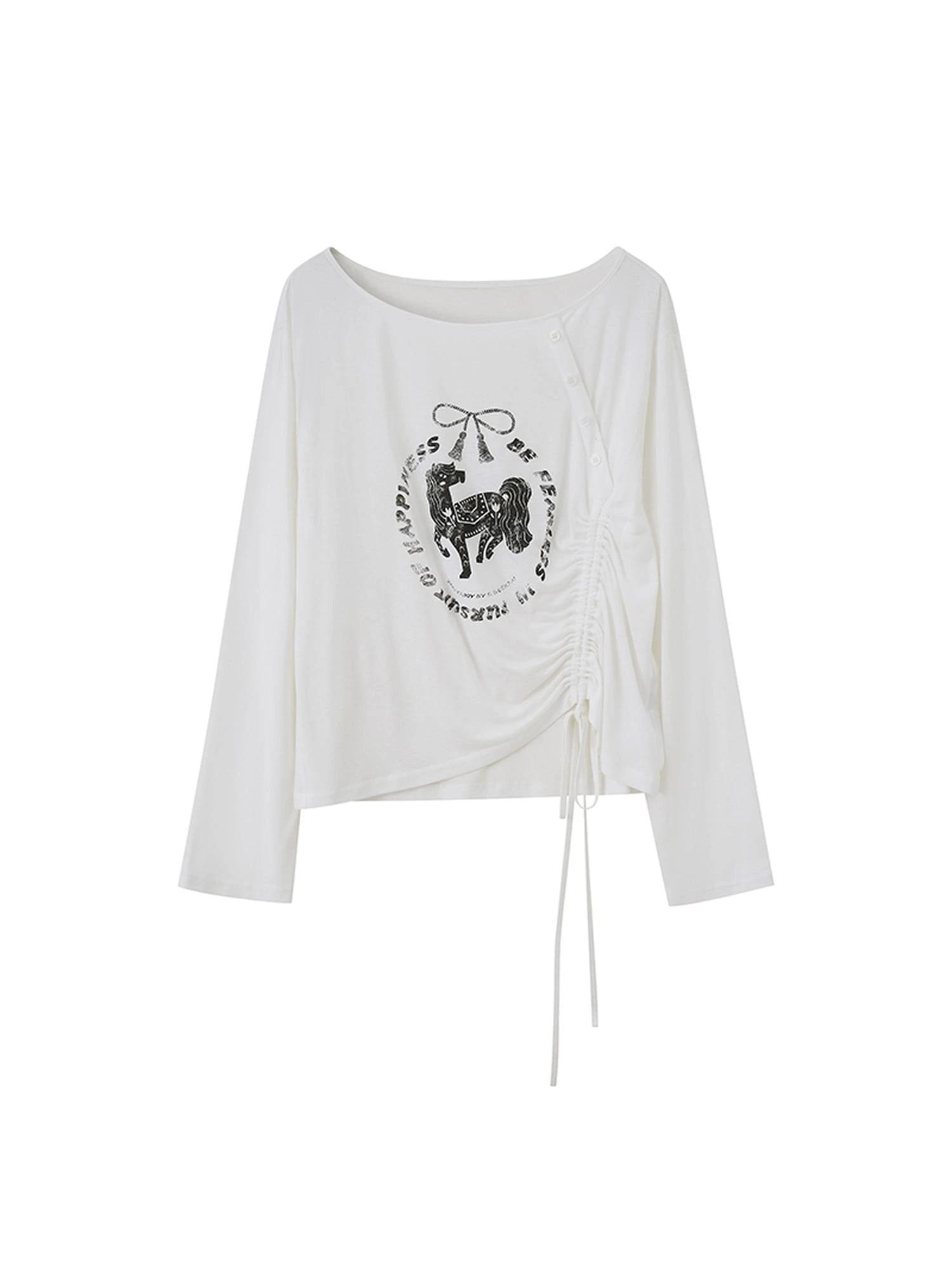 Bohemian Bow Pony Print Cropped Sleeve Tee