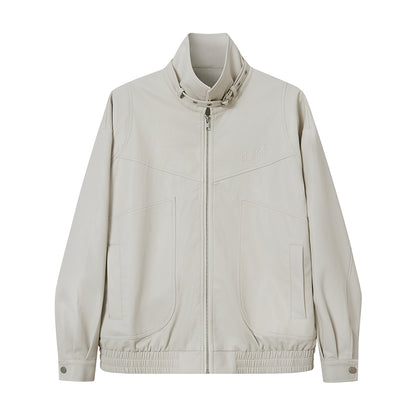DIDDI MODA Deconstructed Bow Embroidered Oversized Pu Leather Jacket