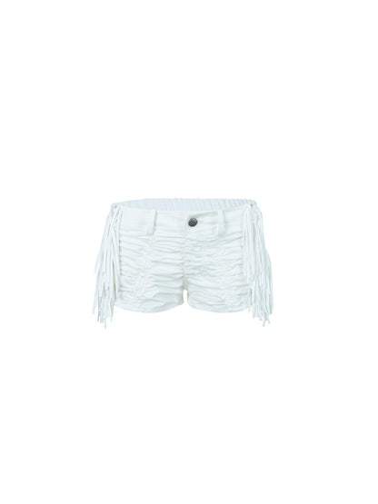 DoublePunch Flowy Fringe Low-Rise Shorts With Detachable Ruffles Shorts