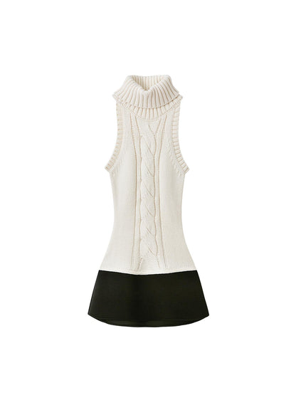 SweetChilling Chunky Knit Cable High Neck Sweater Dress