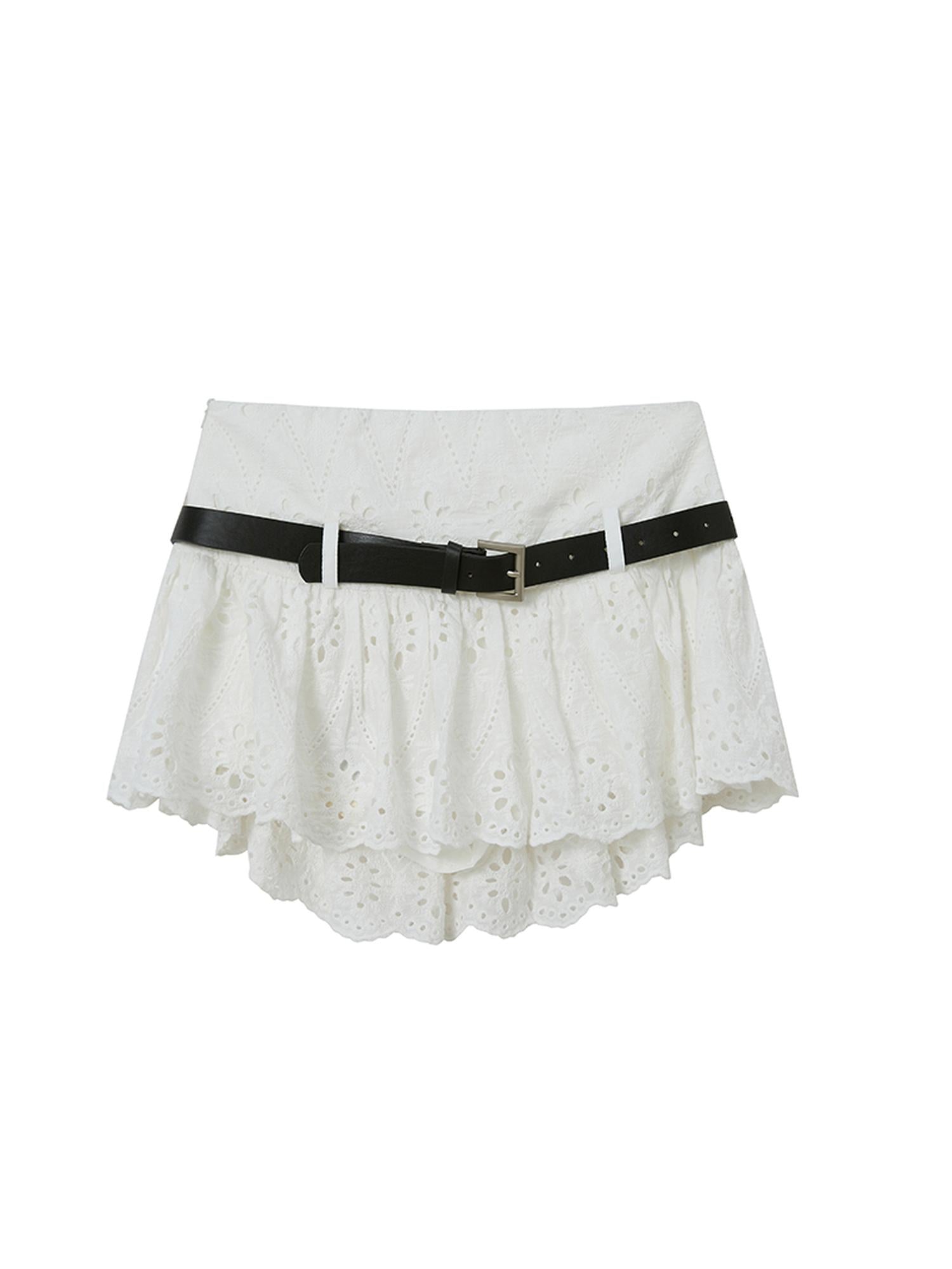SweetChilling A-Line Pleated Skirt With Belt Low Waist Preppy Style Skirts