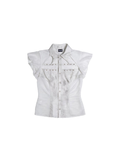 ARIADNAw Butterfly Punk Cropped Shirt Street Style