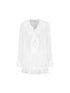 STRIKE A POSE Relaxed V-Neck Flowy Ruffle Stripe Blouse Shirt