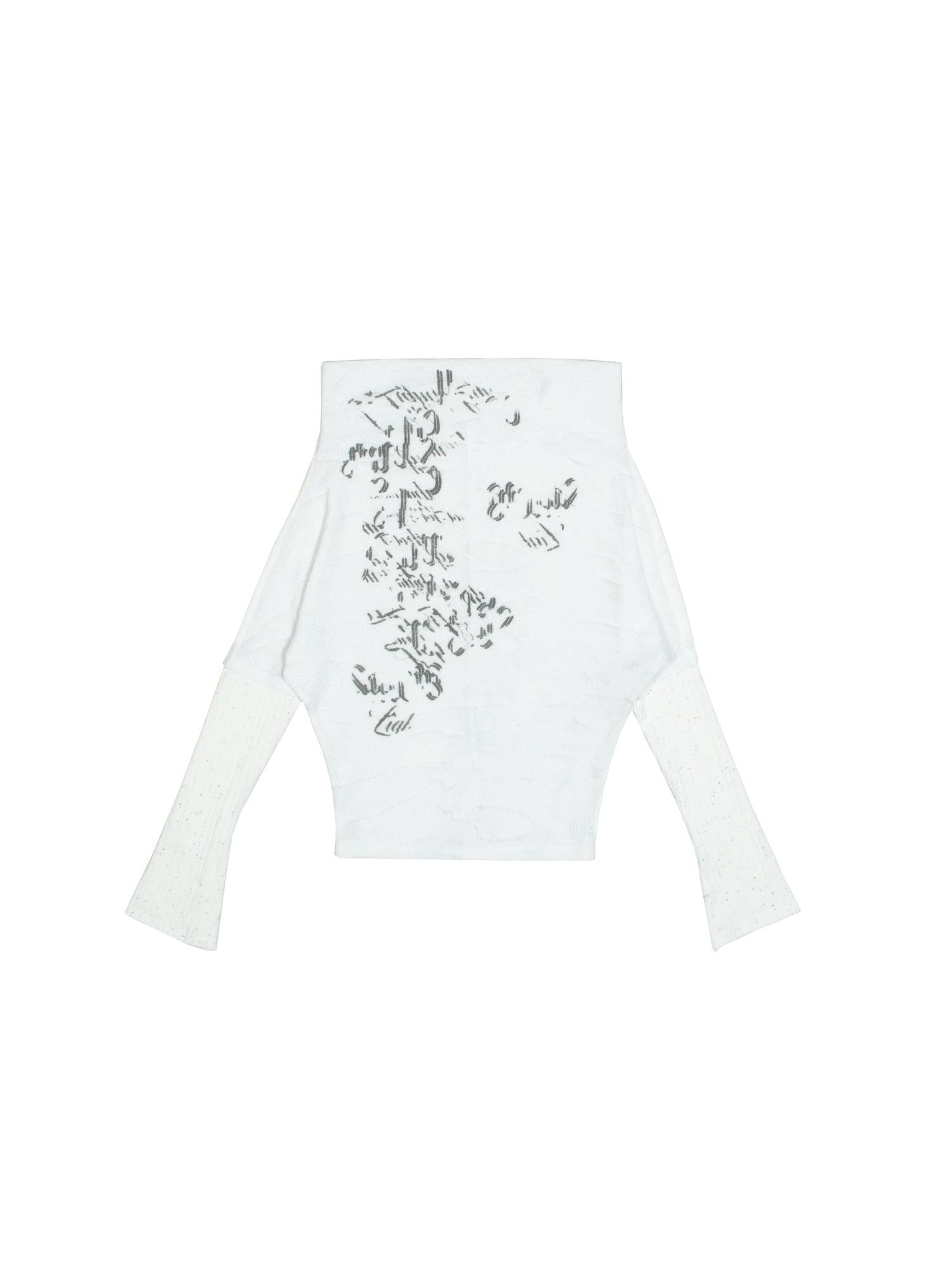 ARIADNAw Punk Retro Single Line Collar Graphic Print Stretch Top