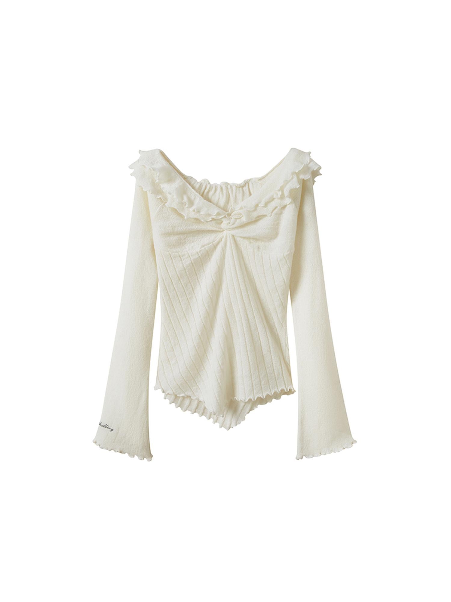 SweetChilling Wave Off Shoulder Sweater With Skirt 2-Piece Set Sweaters