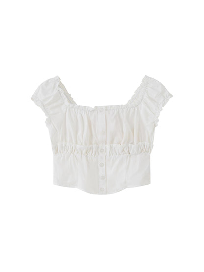 SweetChilling Summer Farmhouse Style High-Waist Shirt Vest Skirt Set