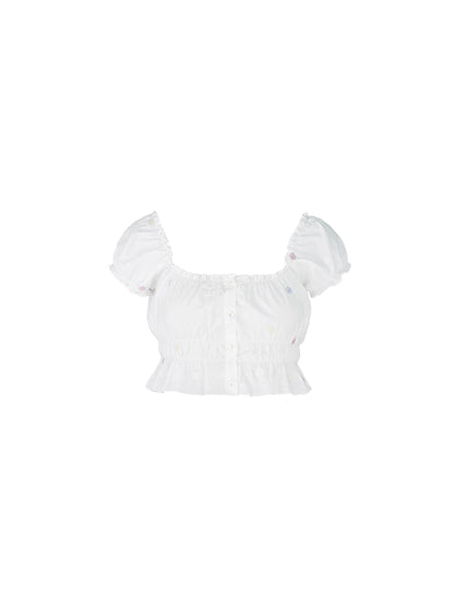 French Sexy Ruffled Crop Top Lace Skirt Set Island Vacation Outfits