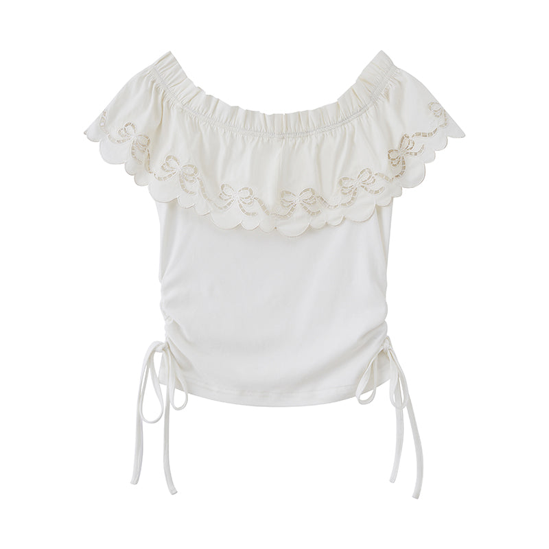 Floral Cutout Crop Top With Drawstring Waist Matching Shorts Pants Set
