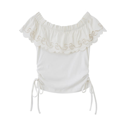 Floral Cutout Crop Top With Drawstring Waist Matching Shorts Pants Set