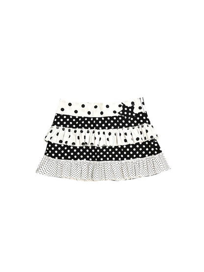 Ttsunami Flirty Summer Dot Print Layered Ruffle Skirt With Shorts Dresses