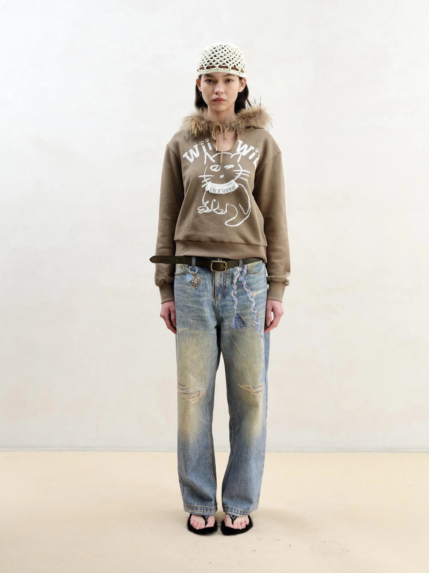 3 D Fun Charm Distressed Print Classic Blue Jeans