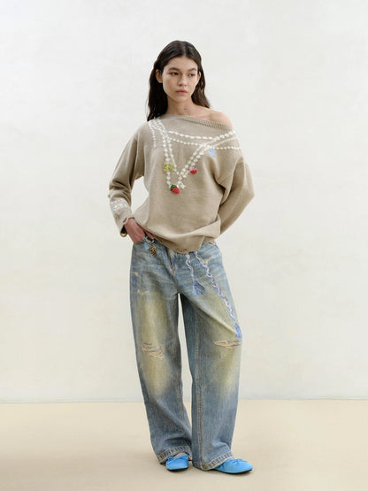 3 D Fun Charm Distressed Print Classic Blue Jeans