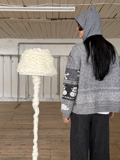 wii wil 3d Jacquard Patchwork Wool Women&