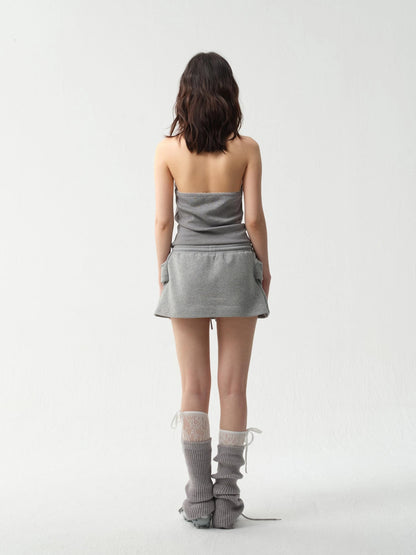 Adjustable Lace Trim Halter Top With Backless Design