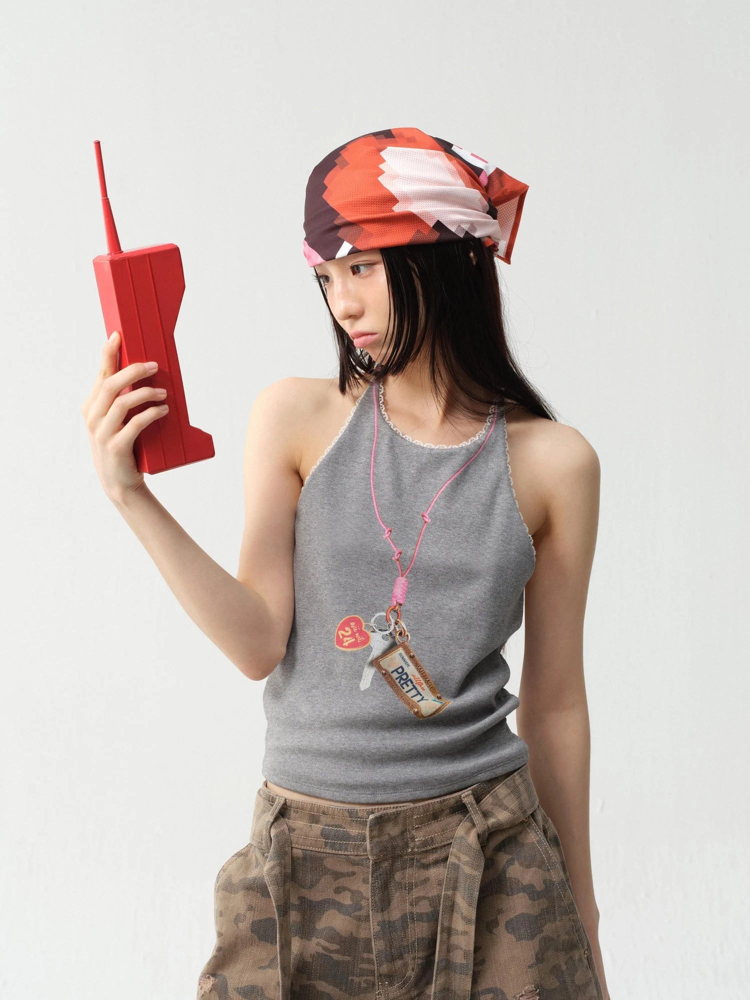 Adjustable Lace Trim Halter Top With Backless Design