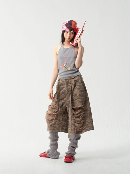 Adjustable Lace Trim Halter Top With Backless Design