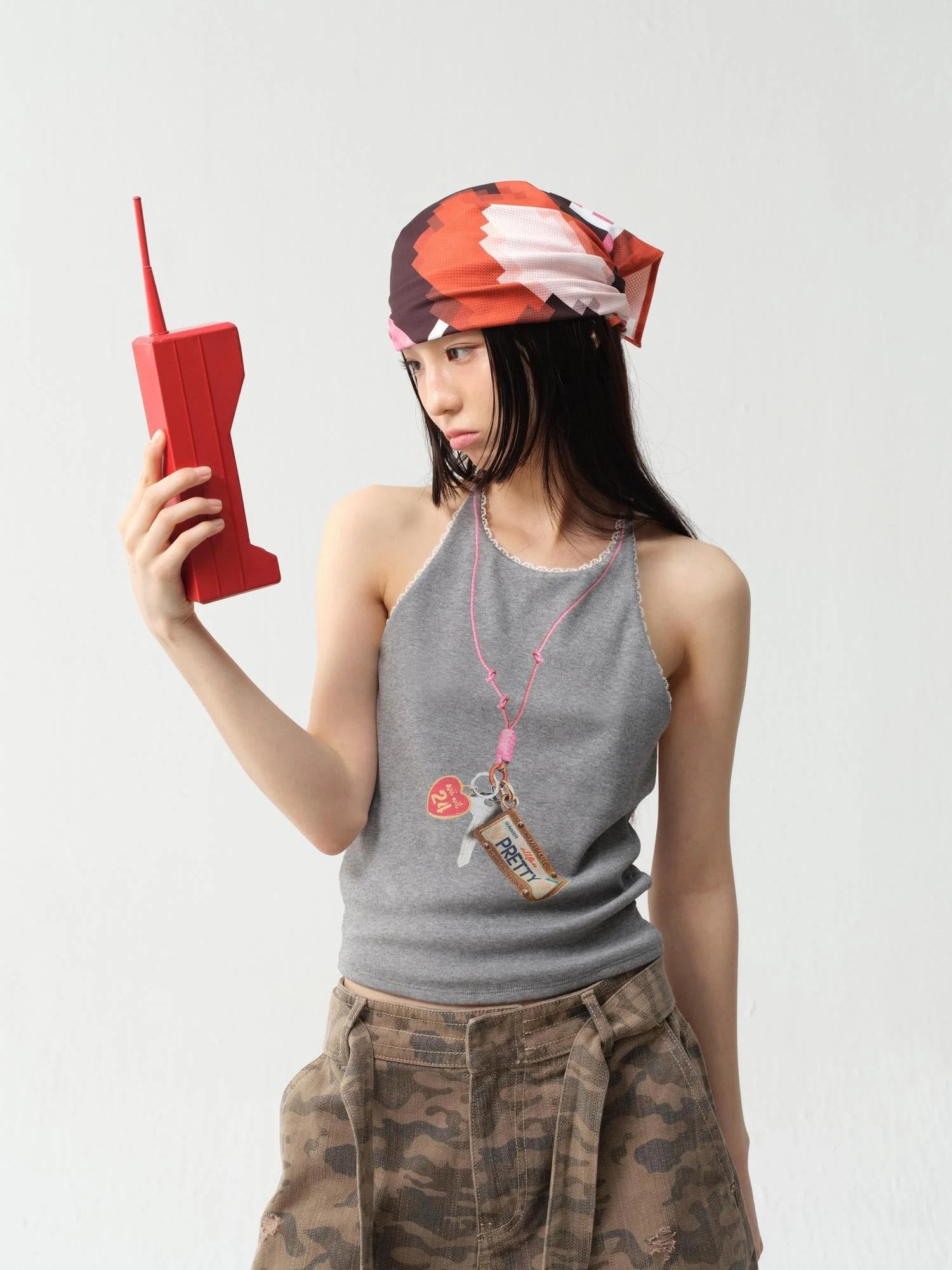 Adjustable Lace Trim Halter Top With Backless Design