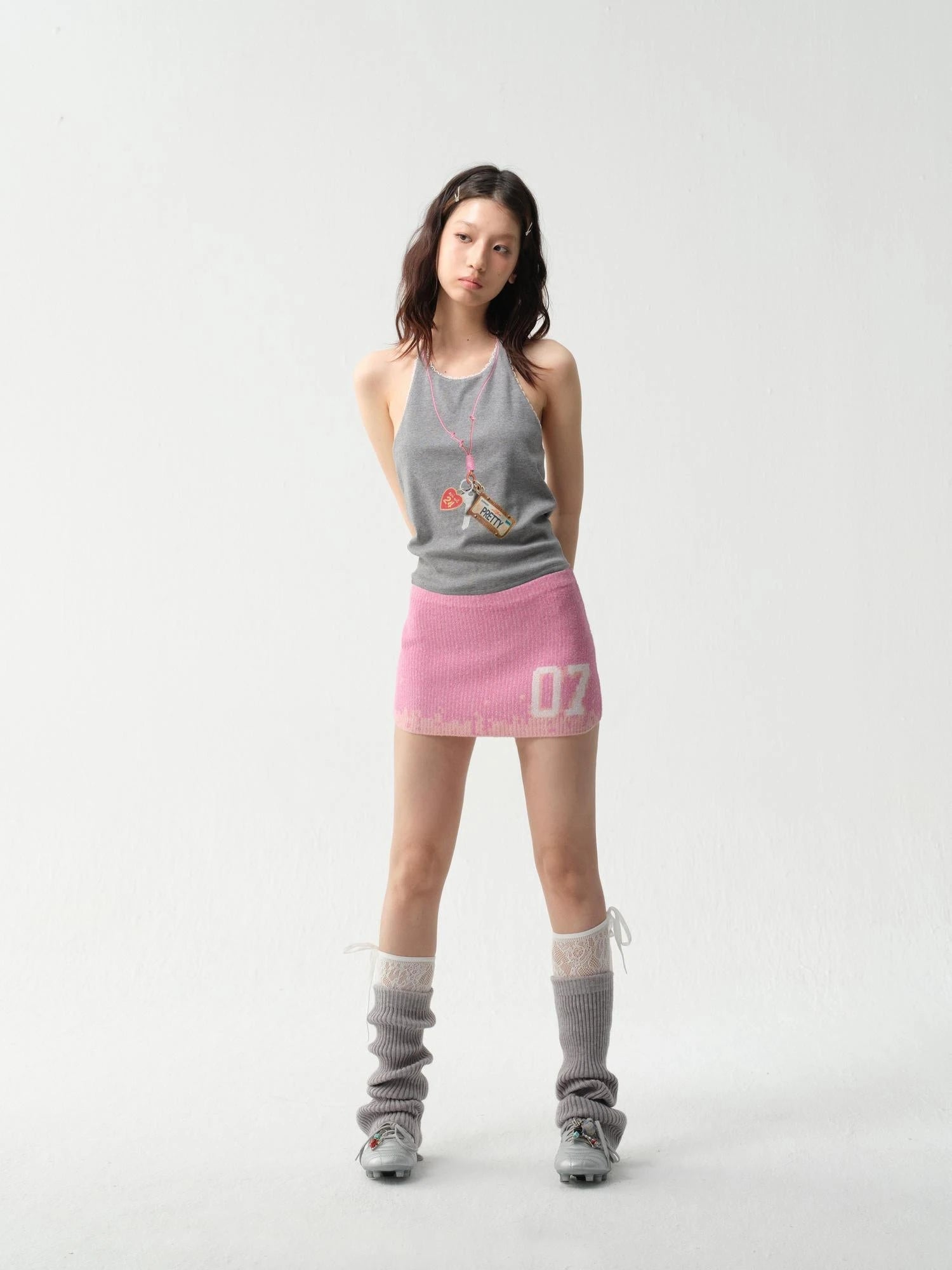 Adjustable Lace Trim Halter Top With Backless Design