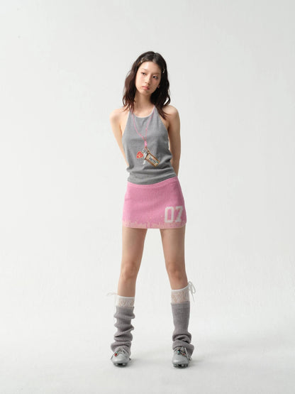 Adjustable Lace Trim Halter Top With Backless Design