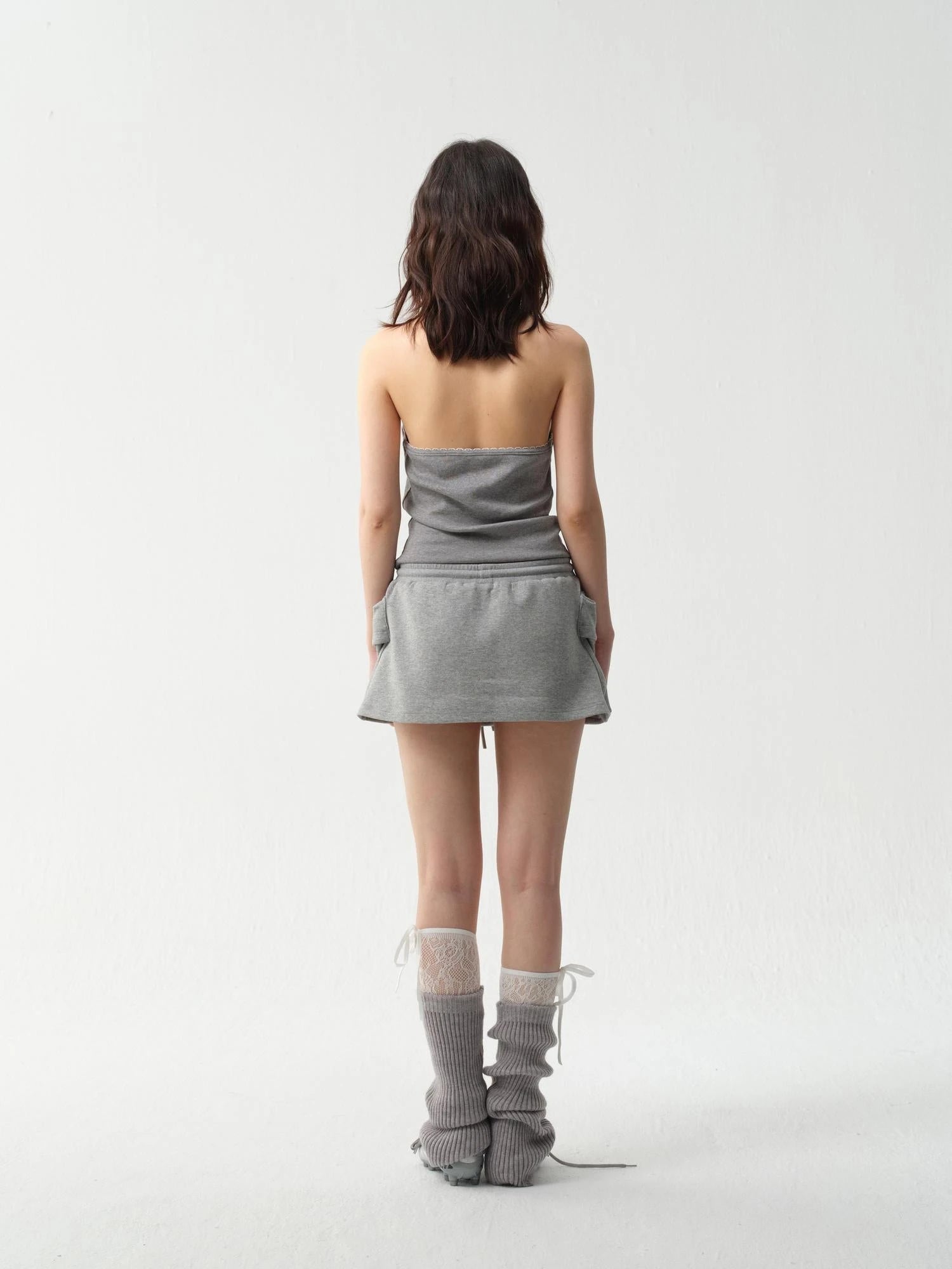 Adjustable Lace Trim Halter Top With Backless Design