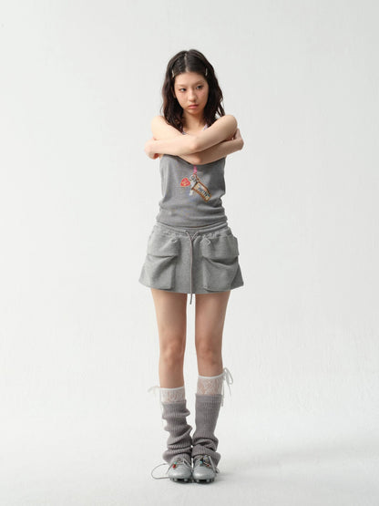 Adjustable Lace Trim Halter Top With Backless Design