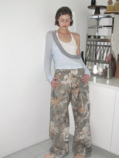 wii wil Bear Camo Washed Distressed Cargo Women&