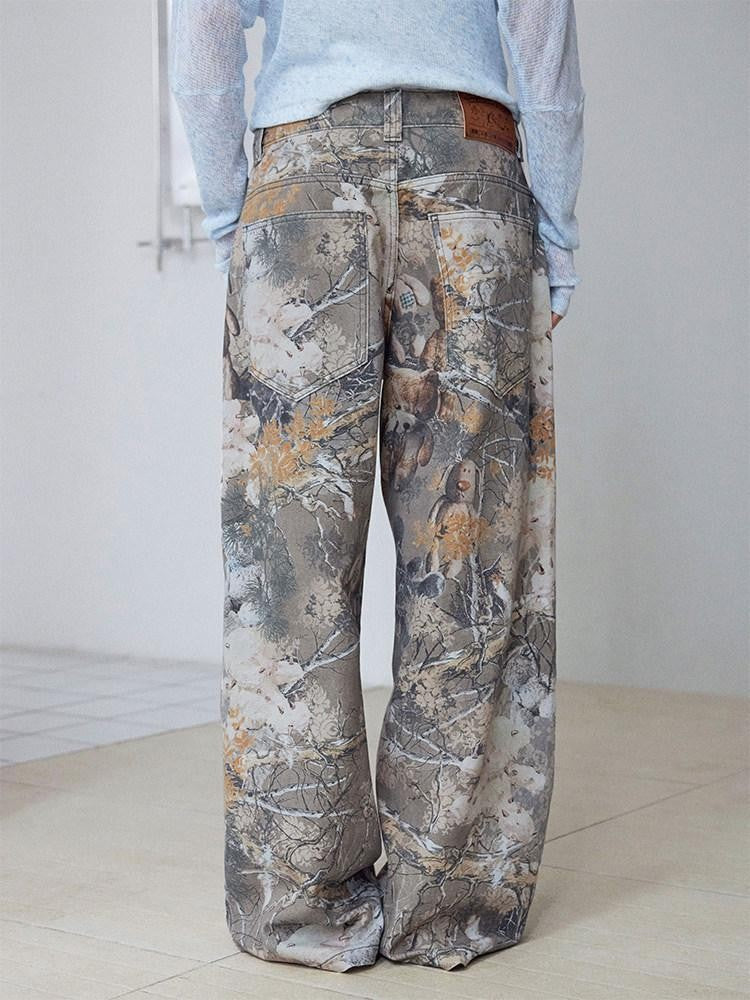 wii wil Bear Camo Washed Distressed Cargo Women&