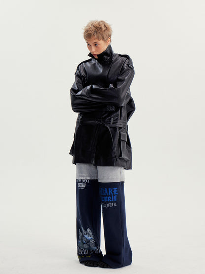 wii wil Belted Stand Collar Midlength Zippered Women&