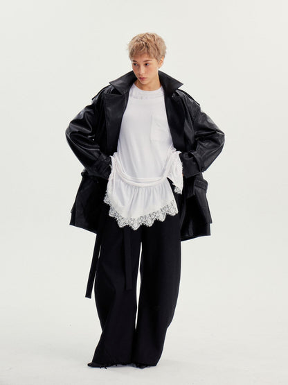 wii wil Belted Stand Collar Midlength Zippered Women&