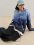 wii wil Blue Gradient Starry 3d Jacquard Hooded Women&