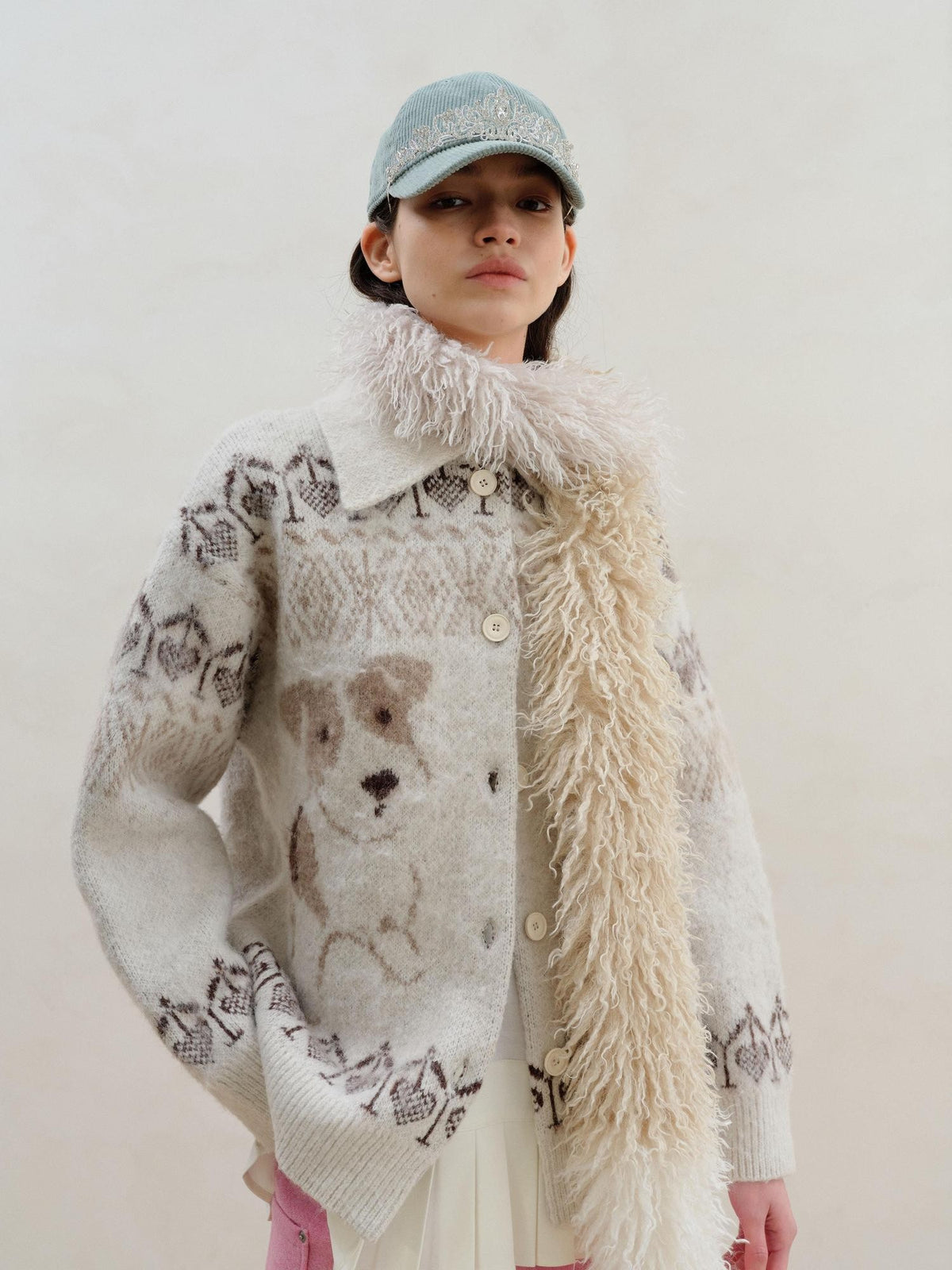 wii wil Cat Fox Terrier Fair Isle Jacquard Women&